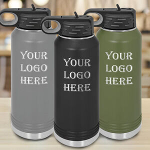 Custom Engraved 32oz Water Bottle Logo Tumbler Gift Personalized Name Marketing